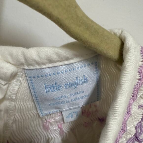 Little English Girls Bishop Dress White Pink Ballet Shoes Smocked Long 4T - Picture 3 of 4